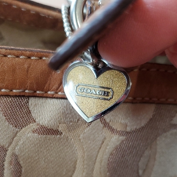 Coach Tan and Brown Diaper Bag 15 X 11.5  Signature Tote With Dust Bag - Picture 10 of 16